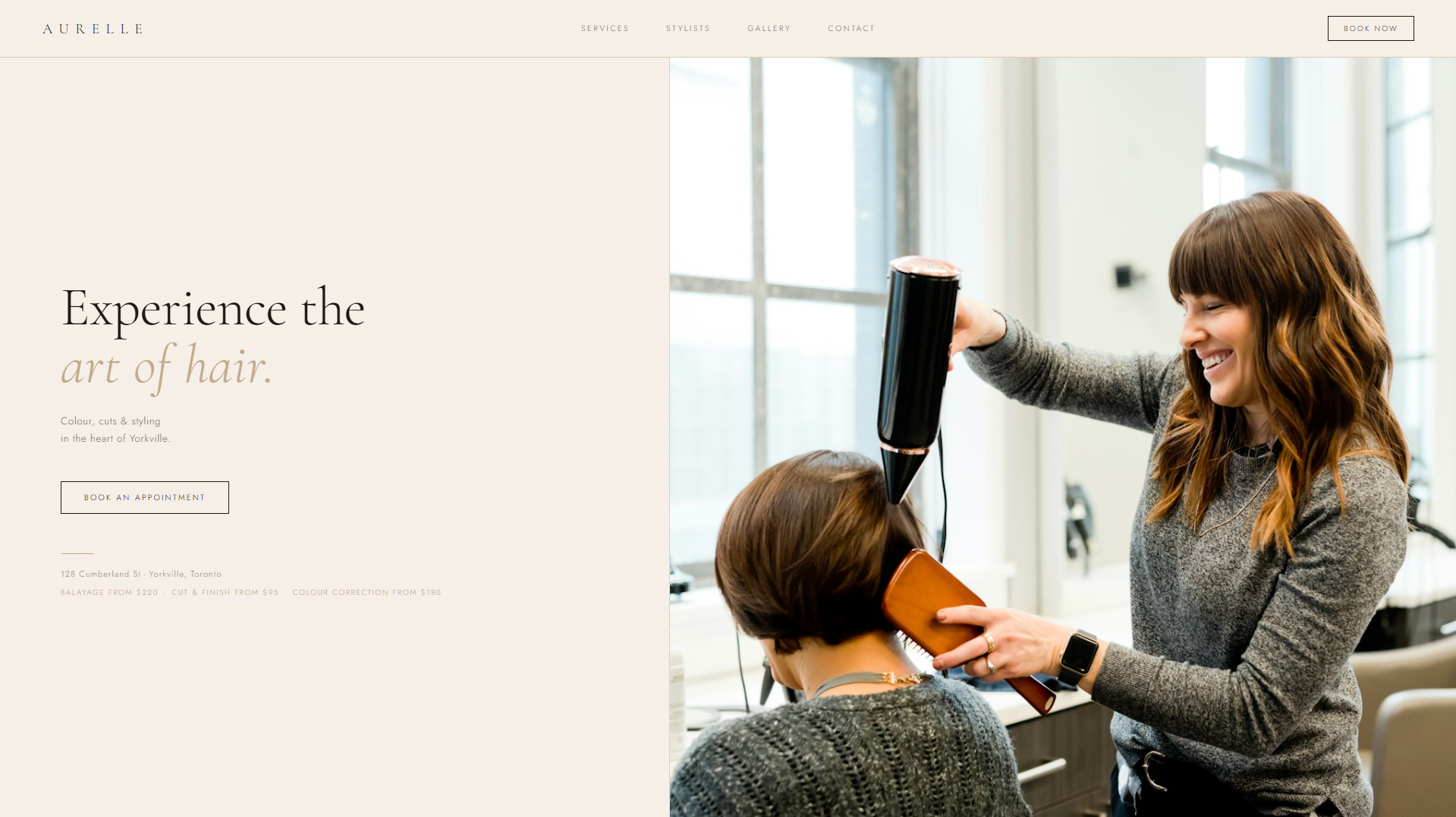 Aurelle — Hair Salon website by Hexa Media